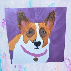 Handmade Corgi Dog Painting Canvas Wall Art